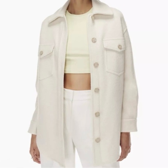 NWT Wilfred Ganna heather bone merino wool shacket - Picture 2 of 15